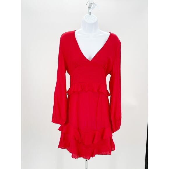 Cupshe Long Sleeve Mini Dress Red Medium NEW - Picture 8 of 12